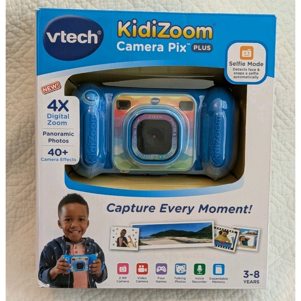 VTech KidiZoom Camera Pix Plus Blue Selfie Mode Video Expandable Memory Games